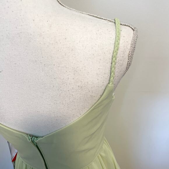 Mac Duggal Braided Spaghetti Strap Faux Wrap Dress In Mint 70200 Size 4 New - Picture 9 of 12